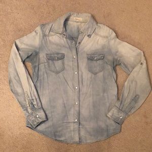 Chambray button up long sleeve